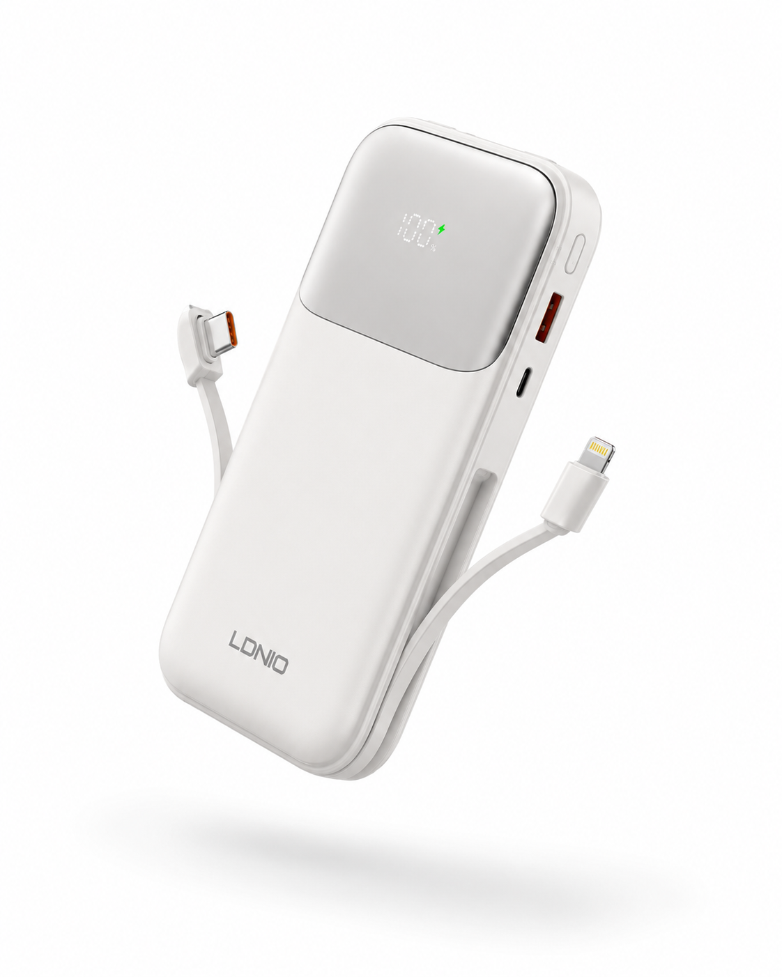 LDNIO Power Bank with Built-in Charging Cables 10,000mAh