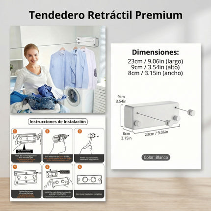 Cuerda de Ropa Retráctil